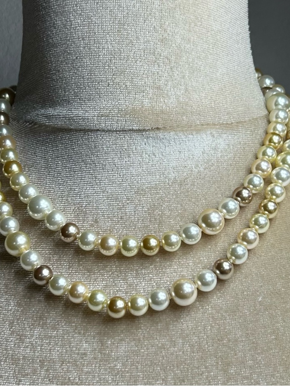 Cookie Lee Multi-Tone glass Pearl knotted Necklace